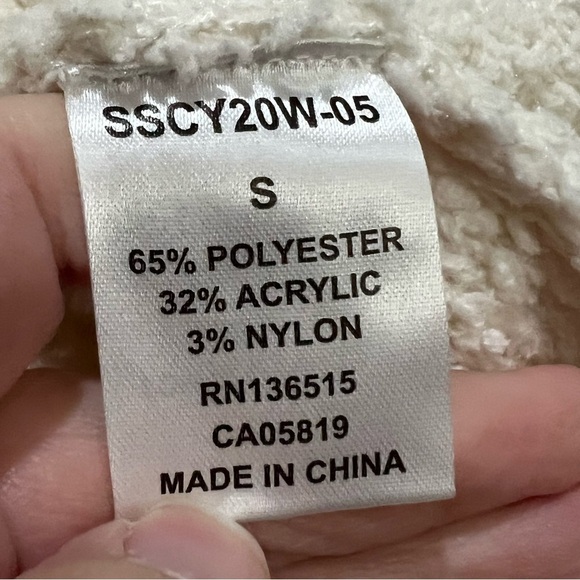 Stitches + Stripes Small White Mock Neck Long Sleeve Popcorn Sweater R3 - Picture 4 of 4